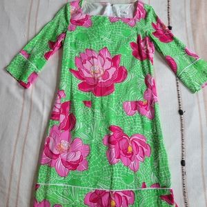 Lilly Pulitzer flower Koi fish green silk dress size 2 vintage